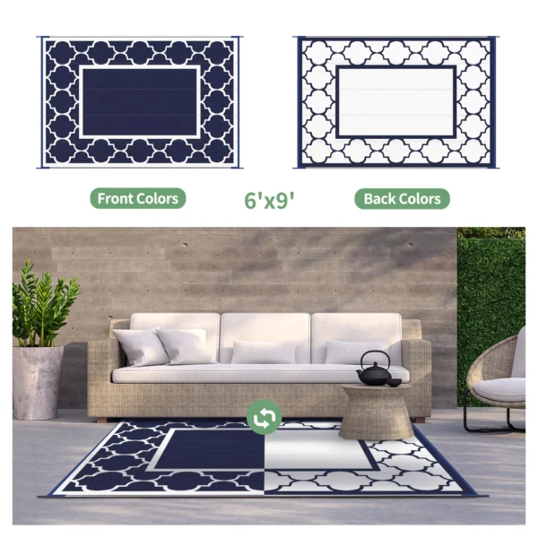 6'x9' Outdoor Rug Patio Clearance Straw Plastic Mat - Image 2