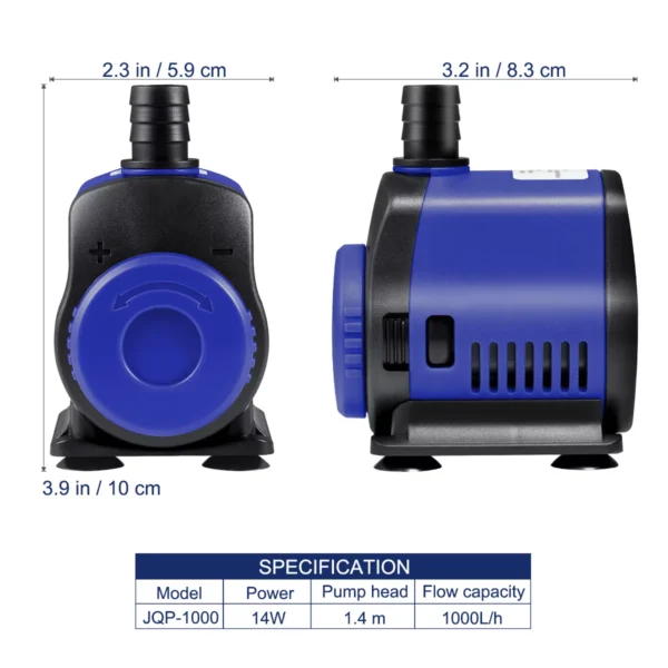 Aquarium Submersible Water Pump, 14W 1000L/h - Image 3