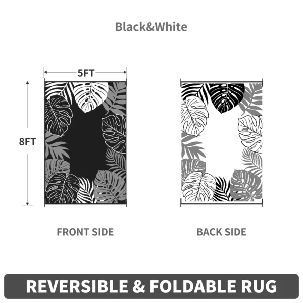 5x8 Waterproof Outdoor Mats Straw Texture Tropical Palm Pattern - Image 3