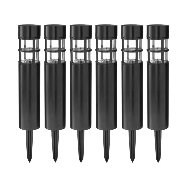 Solar Powered Black Bollard Landscape Path Light, 10 Lumens (6 Count)