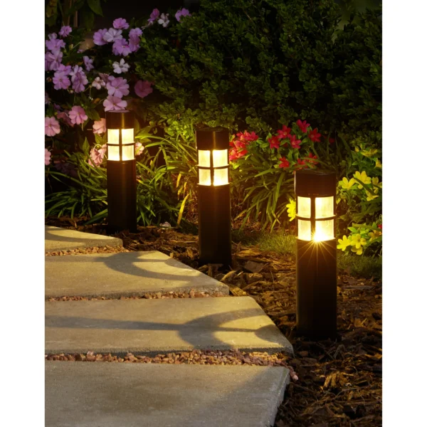 Solar Powered Black Bollard Landscape Path Light, 10 Lumens (6 Count) - Image 3